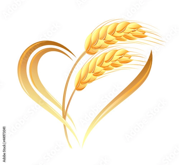 Obraz Abstract wheat ears icon with heart element