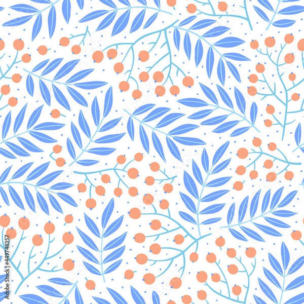 Fototapeta Hand-drawn seamless pattern with autumn leaves. Colorful seasonal illustration for paper and gift wrap. Fabric print design. Creative stylish background.