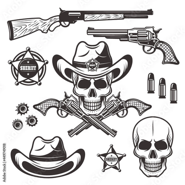 Obraz Sheriff or marshal set Premium Vector 