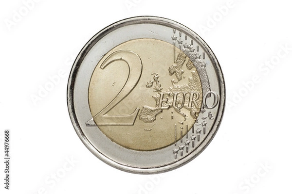 Obraz A two euros coin isolated on a white background