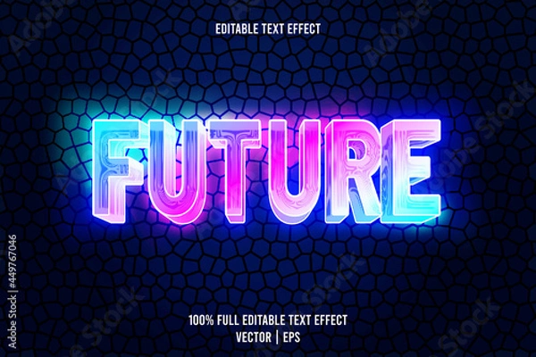 Fototapeta Future editable text effect 3 dimension emboss neon style