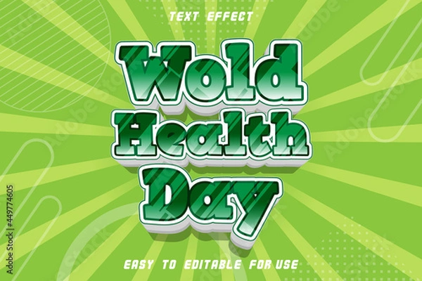Fototapeta Wold Health Day Editable Text Effect Emboss Comic Style