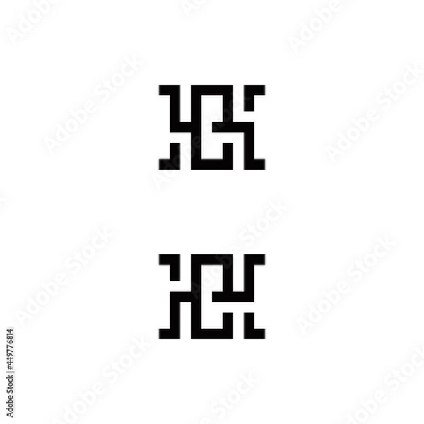 Fototapeta h e he eh initial logo design vector template