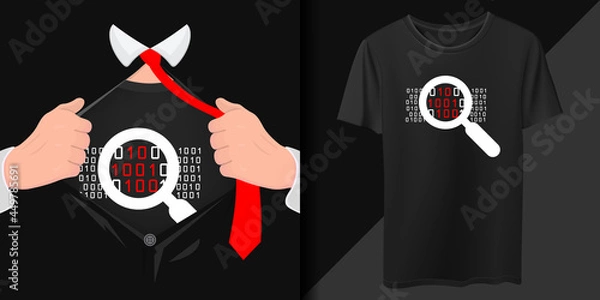 Fototapeta Find Code Shirt Design. Binary Code. Programmer Clothing.