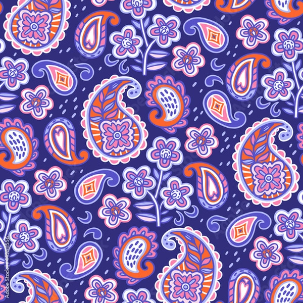 Obraz Seamless pattern with paisley ornament