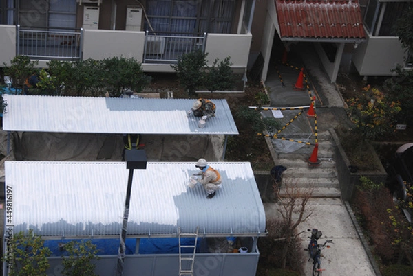 Obraz 自転車置き場の屋根塗装