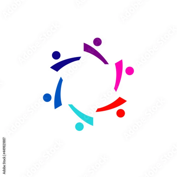 Fototapeta Colorful People Together Sign, Symbol, Logo isolated on White