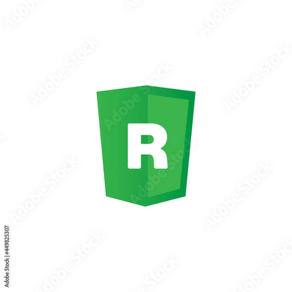 Obraz shield initial letter alphabet R logo template