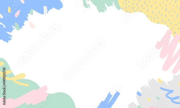 Fototapeta 手描き・らくがきのカラフルアブストラクトフレーム素材	
