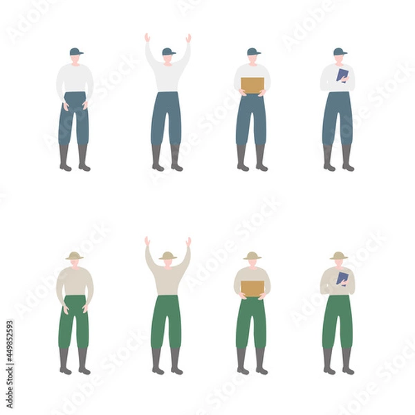Obraz 農業／畜産業／漁業／漁師／農家の産業従事者スタッフイラスト男性イメージ