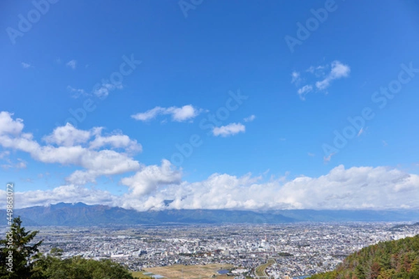Obraz 10月（秋）、高台から望む松本の街並みと北アルプス 長野県松本市