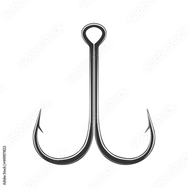 Obraz Black fishing hook icon flat isolated on white background. Vector Illustration.