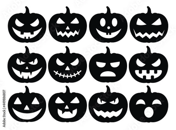 Obraz Pumpkin icon set vector illustration isolated on white background. Pumpkin silhouette set.