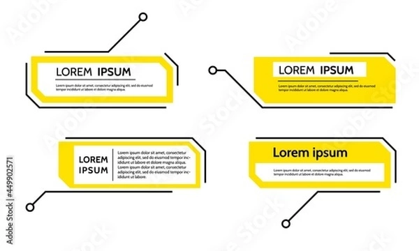 Fototapeta Digital callouts, titles frame text, HUD . Set of templates, modern banners, presentation isolated. Vector design of title bar for infographics, advertising, video production.