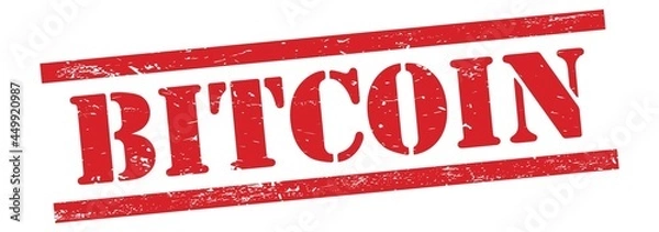 Fototapeta BITCOIN text on red grungy lines stamp.