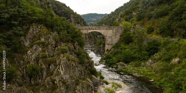 Fototapeta view on an aqueduct during the visit with the ardeche train