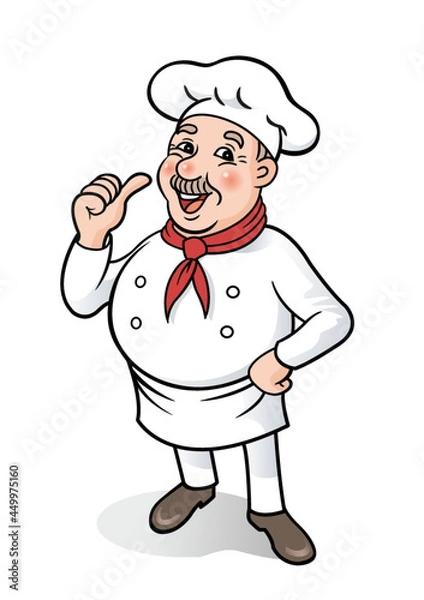 Fototapeta Smiling chef doing the top finger