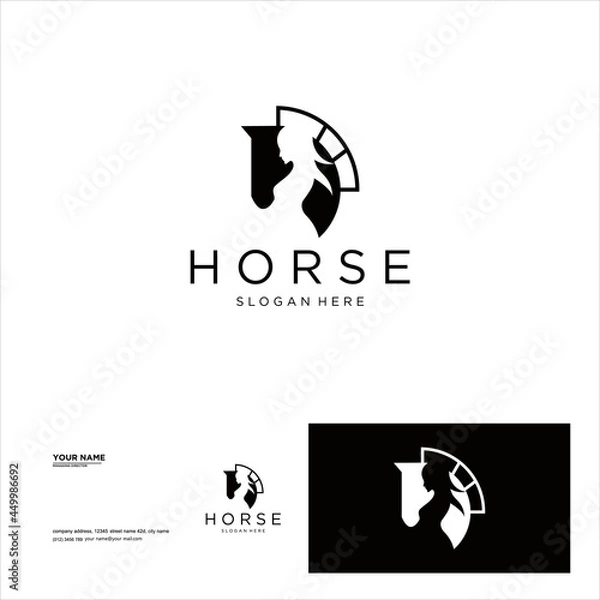 Fototapeta creative simple logo design women horse
