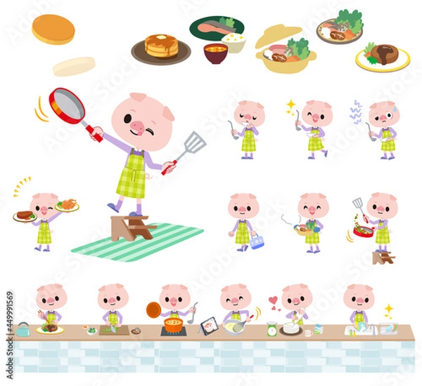 Fototapeta 料理に関するブタの男の子のセット