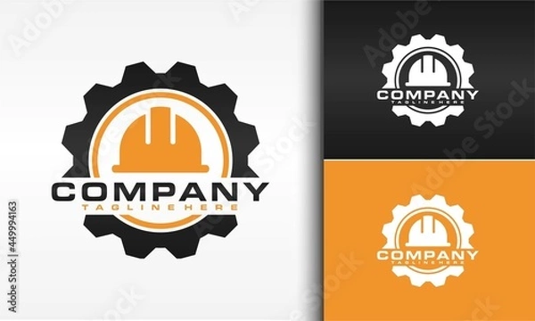 Fototapeta gear hat construction logo