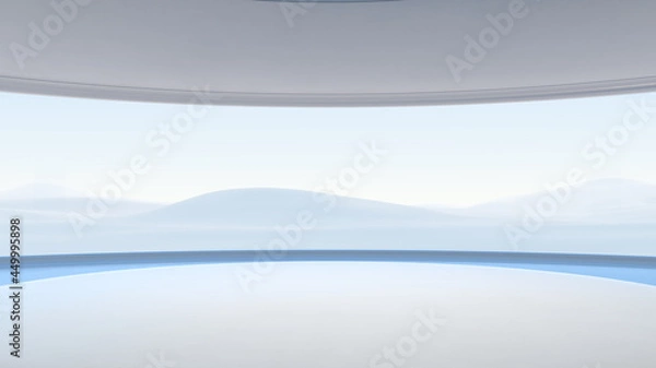 Obraz Futuristic product showcase background. Modern blank space display with environment. 3D rendering.
