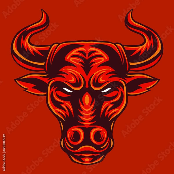 Fototapeta Red bull vector head mascot