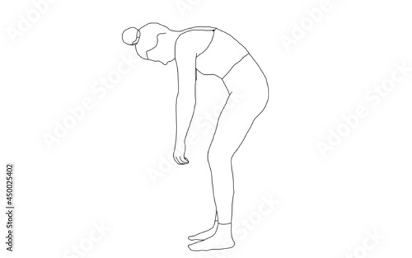 Fototapeta yoga, rolling up, cat shake, warming up, hang lose, standing