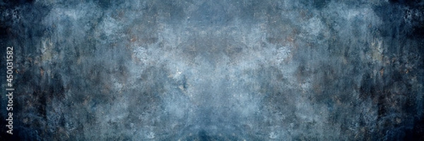 Fototapeta Dramatic blue shades painted canvas and muslin cloth studio background, fitting for  advertising and concepts.