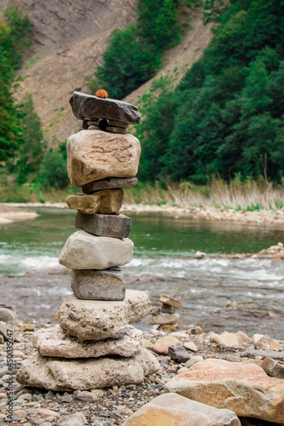 Obraz Different form rock balanced on the beach 