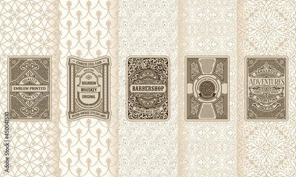 Obraz Vector set of design elements labels, icon, logo, frame, luxury packaging for the product