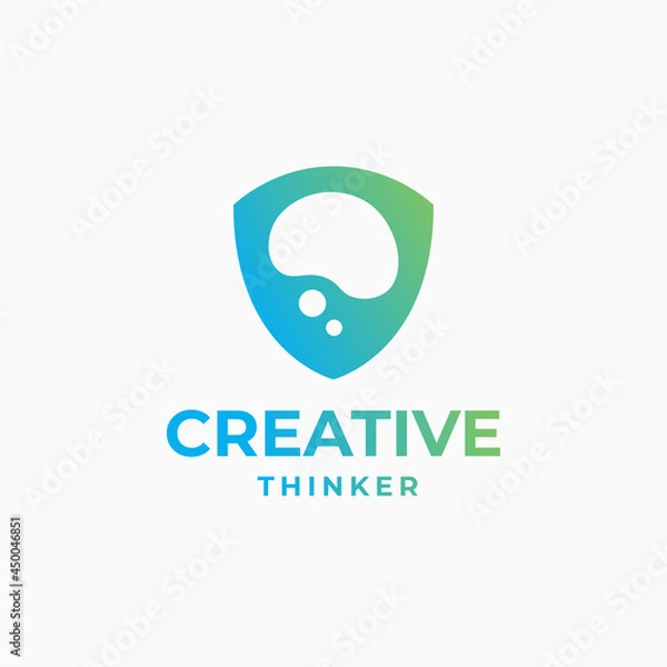 Fototapeta Creative thinker logo, brain logo, smart design, futuristic brain, brain creativity design