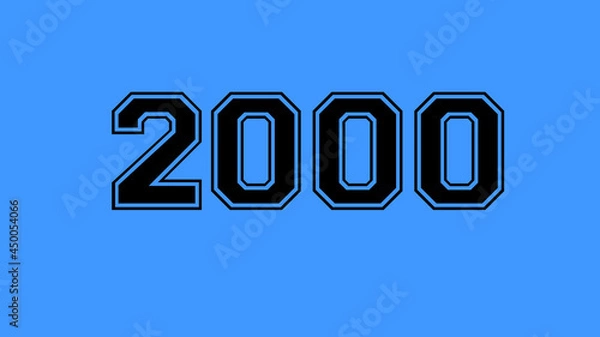 Fototapeta 2000 number black lettering blue background