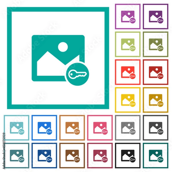 Obraz Secure image alternate flat color icons with quadrant frames