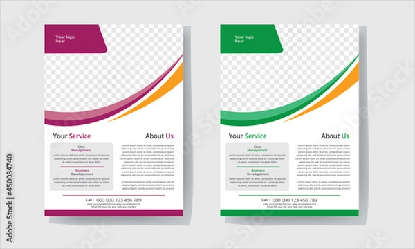 Obraz  flyer template design set with two different color A4