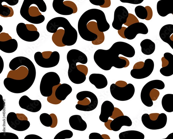 Fototapeta Jaguar Leopard print skin abstract seamless pattern. 
Abstract wild animal Jaguar Leopard brown spots on white background for fashion print design,
web, cover, wallpaper, cutting, and crafts.