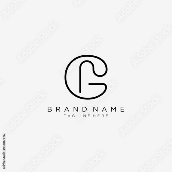 Fototapeta Initials letters G and R logo design modern line art template.