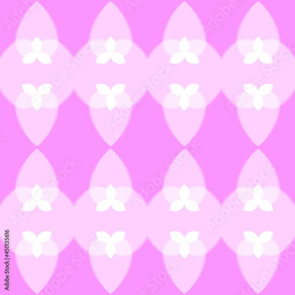 Fototapeta Seamless geometric pattern on abstract background, colorful decorative art, greeting card template, graphic design illustration wallpaper, pink background with hearts