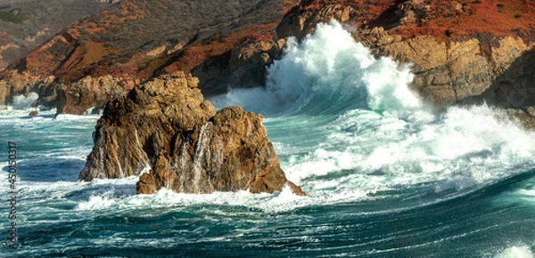 Obraz waves crashing on rocks