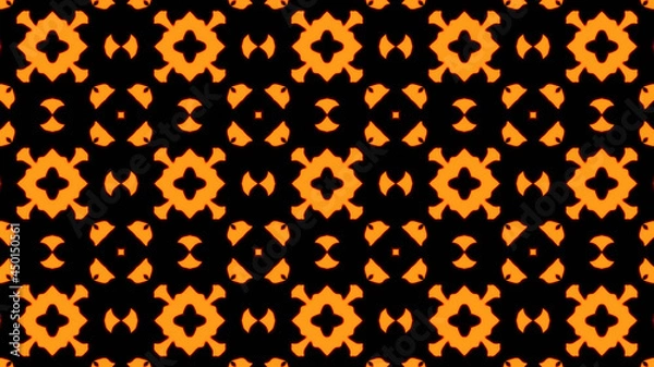 Fototapeta Abstract orange geometric seamless pattern background. Abstract Stripes Kaleidoscope. Fast Psychedelic Colorful Kaleidoscope VJ background. Disco Abstract Background. Kaleidoscope effect