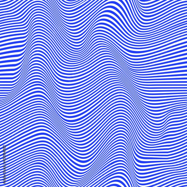 Obraz Distorted lines in web blue. Vector seamless pattern