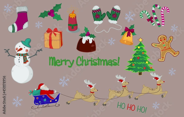 Fototapeta set of christmas elements