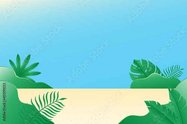 Fototapeta Beautiful Tropical nature background with realistic tropical plants. Background suitable for summer.