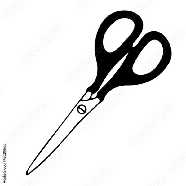 Fototapeta Vector illustration of the office, simple icons, scissors, paper clips, ruler, paper clip, compasses