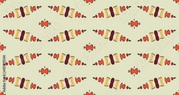 Fototapeta seamless pattern in autumn colors on a yellow background