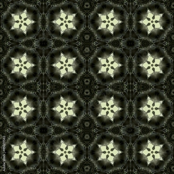 Obraz seamless pattern with bright yellow stars on a dark background