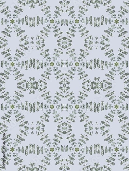 Fototapeta small seamless watercolor pattern of foliage on a gray background