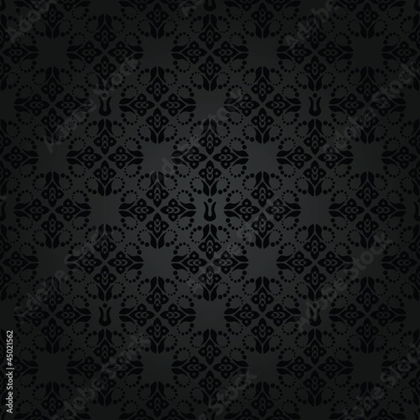 Obraz Seamless black small floral elements wallpaper pattern