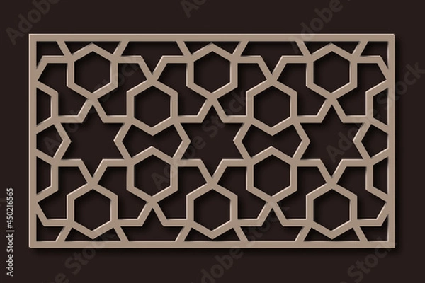 Obraz Laser Cutting Template. Decorative Lattice. Middle Eastern Geometric Pattern.