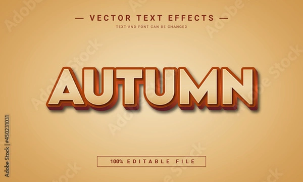 Fototapeta Autumn season 3d editable text style effect
