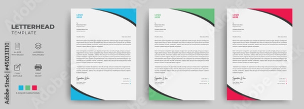 Fototapeta Modern Corporate Creative Minimalist Marketing Letterhead design. Simple Vector Abstract Business Finance Letterhead Design Template for company With Green Blue Red Colour